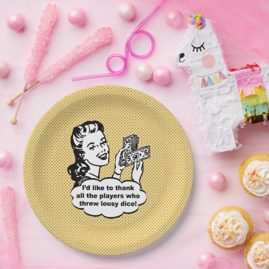 Gelbes lustiges Retro Bunco, das ich danken möchte Pappteller (Party)