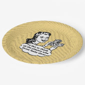 Gelbes lustiges Retro Bunco, das ich danken möchte Pappteller (Schrägansicht)