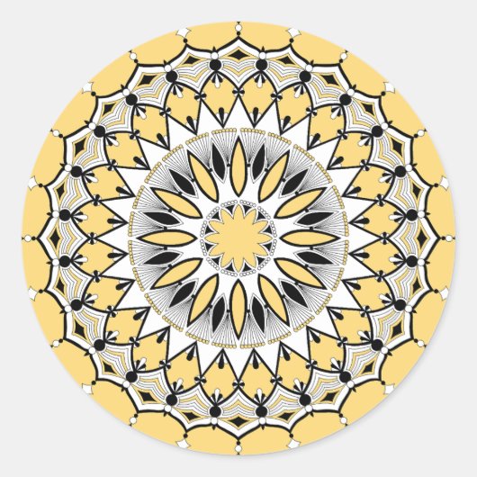 Gelbes Mandala (Design 1) Aufkleber (Vorderseite)