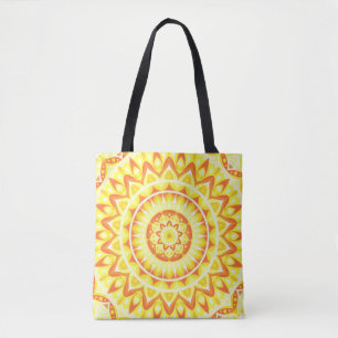 Gelbes Mandala Helles Boho-Einkaufstasche Lebendig Tasche