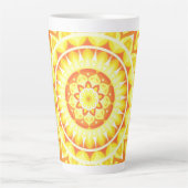 Gelbes Mandala Helles Sonnenschein Boho-Muster Glü Milchtasse (Vorderseite)