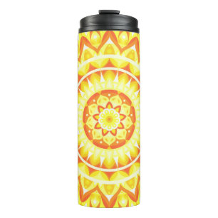 Gelbes Mandala Helles Sonnenschein-Reise Boho-Must Thermosbecher