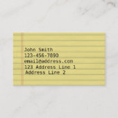 Gelbes Manuskript gezeichnetes Papier Visitenkarte (Vorderseite)