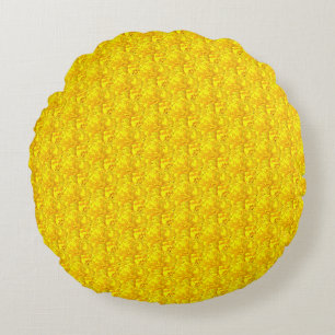 Gelbes Marigold Floral Nahtloses Muster Rundes Kissen