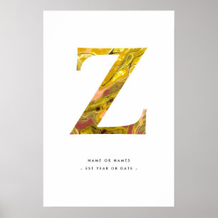 Gelbes Marmor Letter Z Erste Personalisierte Kunst Poster