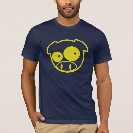 Gelbes Maskottchen-Schwein T-Shirt (Vorderseite)
