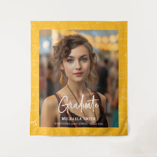 Gelbes Mathematik-Handschrift-Skript-Foto-Abschlus Wandteppich
