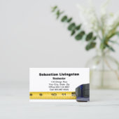 Gelbes Messband Holzbearbeitung Beruflich Visitenkarte (Stehend Vorderseite)