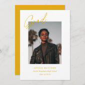 Gelbes Minimalistisches modernes Foto Abschluss Ankündigung (Vorne/Hinten)