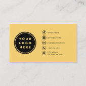Gelbes Minimalistisches modernes Foto mit QR-Code Visitenkarte (Rückseite)