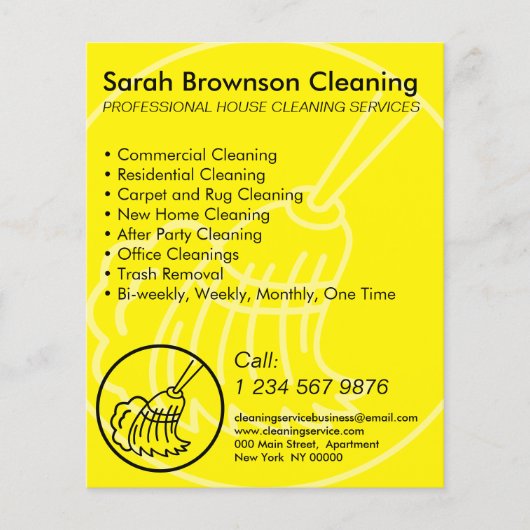 Gelbes Minimalistisches Reinigungshaus Flyer (Vorderseite)