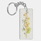 Gelbes mit Blumenspritzen Schlüsselanhänger (Vorderseite links)