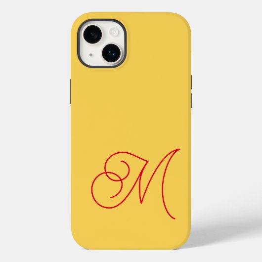 Gelbes Mit Monogramm klassisches Skript Schlicht Case-Mate iPhone Hülle (Rückseite)
