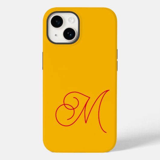 Gelbes Mit Monogramm klassisches Skript Schlicht Case-Mate iPhone Hülle (Rückseite)