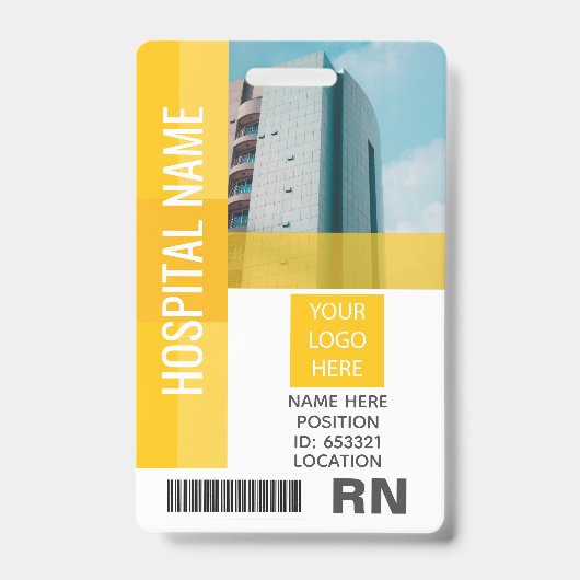 Gelbes Mitarbeiter-Foto, Bar, Logo, Name-ID Ausweis (Vorderseite)