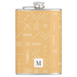 Gelbes modernes geometrisches Muster, kundenspezif Flachmann