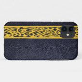 Gelbes modernes schwarzes Leder Case-Mate iPhone Hülle (Rückseite (Horizontal))