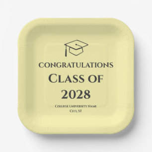 Gelbes modernes Tipografie-Abschlussfest Pappteller