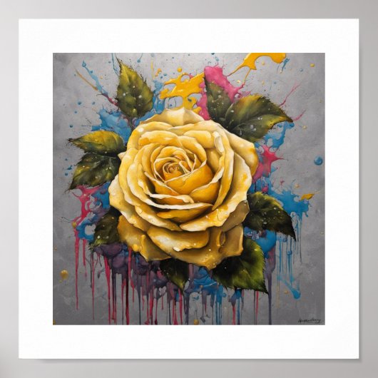 Gelbes Mondplakat-Rose Poster (Vorne)