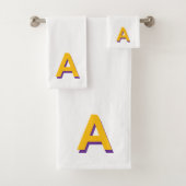 Gelbes Monogramm auf Weiß Badhandtuch Set (Insitu)