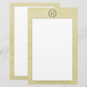 Gelbes Monogramm-Krängungsrädchen Briefpapier (Vorne/Hinten)