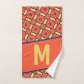 Gelbes Monogramm Orange Geometrisches Muster Badhandtuch Set (Handtuch)