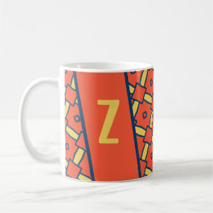 Gelbes Monogramm Orange Geometrisches Muster Kaffeetasse