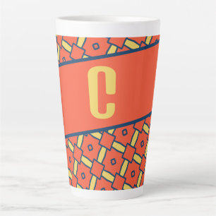 Gelbes Monogramm Orange Geometrisches Muster Milchtasse