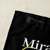 Gelbes Monogramm Schwarz-weiß Polka Dot Beach Hand Strandtuch (Beispiel)