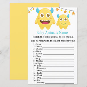 Gelbes Monster Baby Tiere Name Spiel
