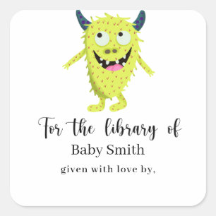 Gelbes Monster - Babyduschbibliothek Quadratischer Aufkleber