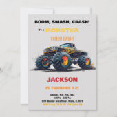 Gelbes Monster Truck Geburtstagseinladungen Einladung (Vorderseite)
