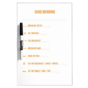 Gelbes Morning Routine trockenes Erase Board