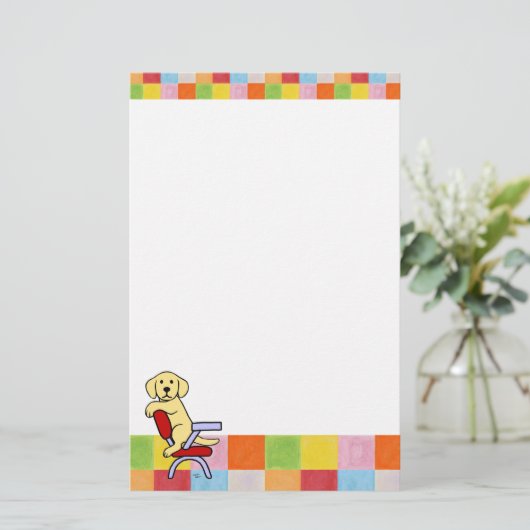 Gelbes Mosaik Labrador-Studenten-3 Briefpapier (Stehend Vorderseite)