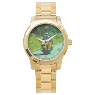 Gelbes Motorrad auf der Autobahn #Gift Watch Range Armbanduhr