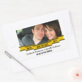Gelbes Multiband-Foto Save the Date Aufkleber (Umschlag)
