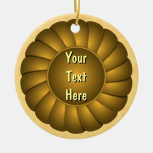 Gelbes Multifunktionsrosette zum Personalisieren Keramikornament