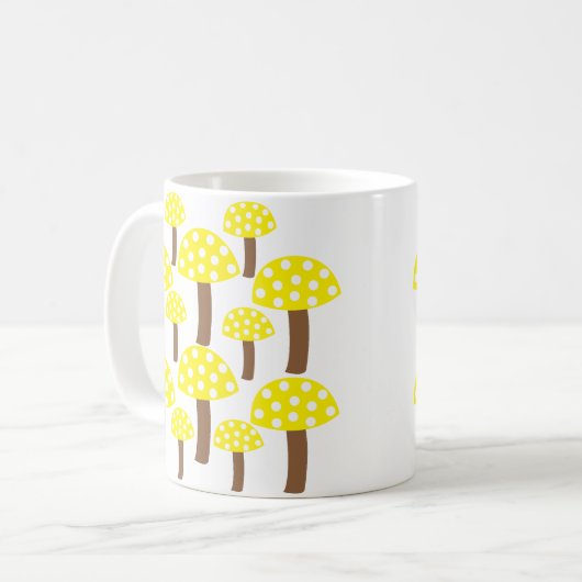 Gelbes Mushroom-Muster Kaffeetasse (Vorderseite Links)