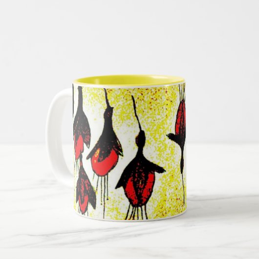 Gelbes Muster Blumenkaffee Tasse (Vorderseite Links)