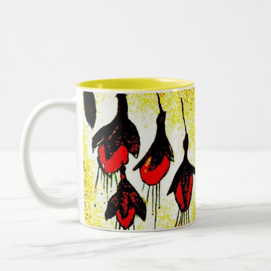 Gelbes Muster Blumenkaffee Tasse (Links)