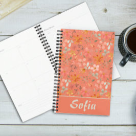 Gelbes Muster botanisch-grüner Orangenplaner Planer