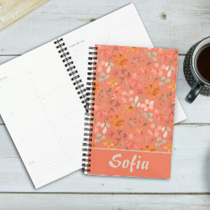 Gelbes Muster botanisch-grüner Orangenplaner Planer