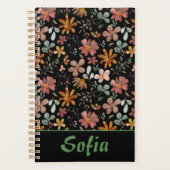 Gelbes Muster botanisch grüner schwarzer Planer (Vorderseite)