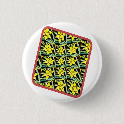 Gelbes Muster für wertvolle Blume Button (Vorderseite)