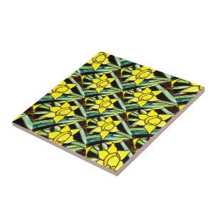 Gelbes Muster für wertvolle Blume Fliese