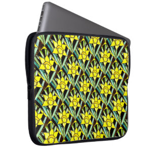 Gelbes Muster für wertvolle Blume Laptopschutzhülle