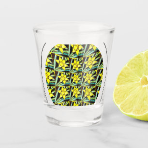 Gelbes Muster für wertvolle Blume Schnapsglas
