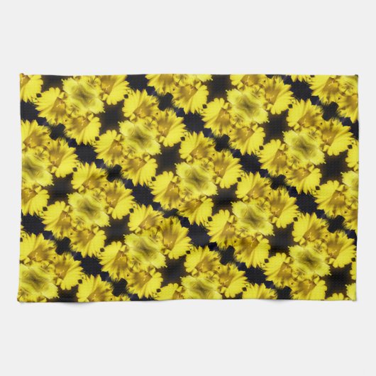 Gelbes Nadelholz Abstraktes Blumenzentrum Geschirrtuch (Horizontal)