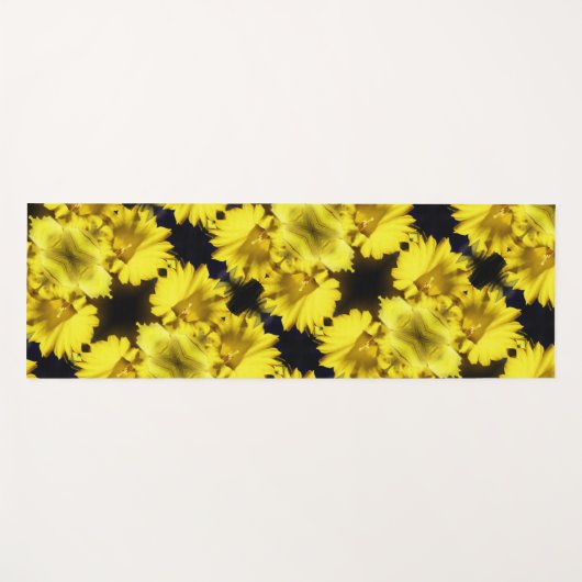 Gelbes Nadelholz Abstraktes Blumenzentrum Yogamatte (Vorderseite (Horizontal))