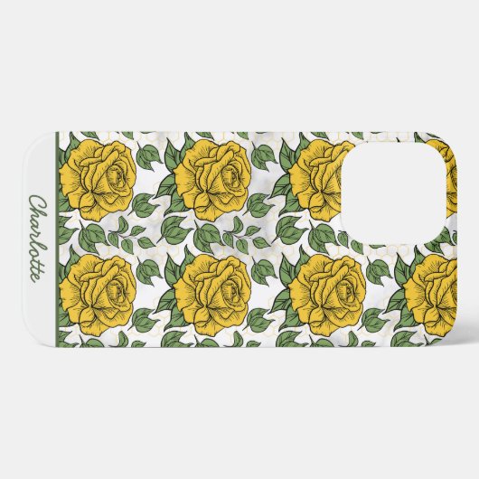 Gelbes, nahtloses Muster personalisiert iPhone Hülle (Rückseite (Horizontal))